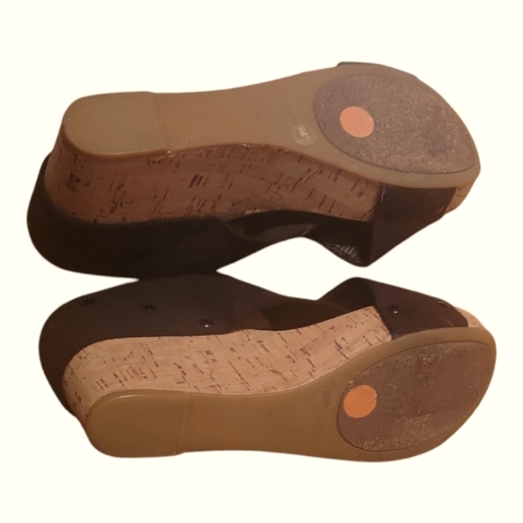 Lucky Brand Womens Miller Wedge Platform Slip On Cork Black Sandals 9M /39 - Picture 5 of 9